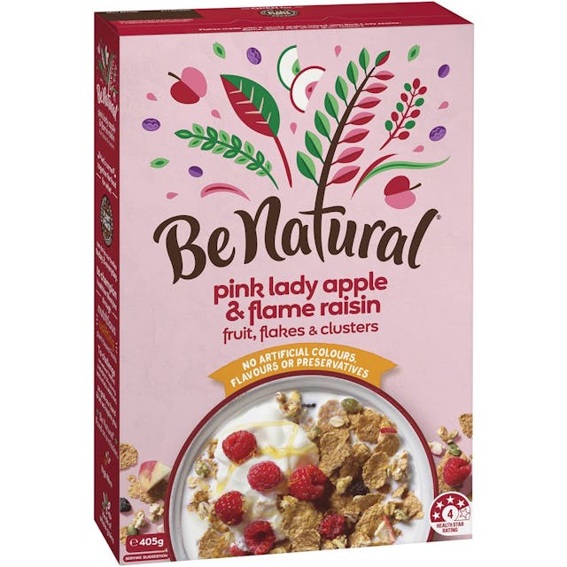 Be Natural Breakfast Cereal With Pink Lady Apple & Flame Raisins