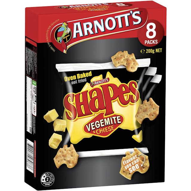 Arnott's Shapes Multipack Crackers Vegemite & Cheese