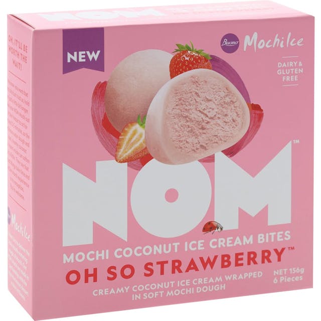 Nom Mochi Coconut Ice Cream Bites Strawberry Dairy & Gluten Free