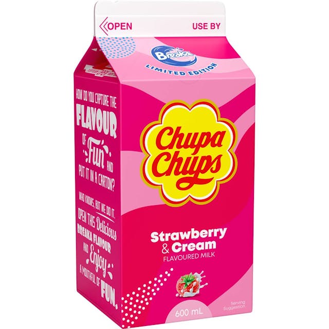 Breaka Chupa Chups Strawberries & Cream Flavoured Milk