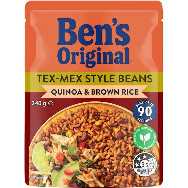 Bens Original Microwave Rice Tex-Mex Style Brown Rice, Quinoa & Beans