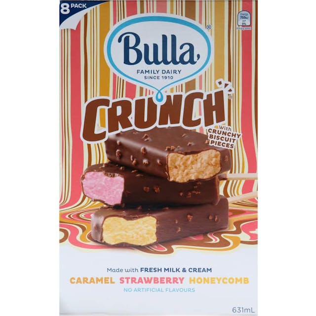 Bulla Crunch Ice Cream On Stick Caramel Strawberry Honey