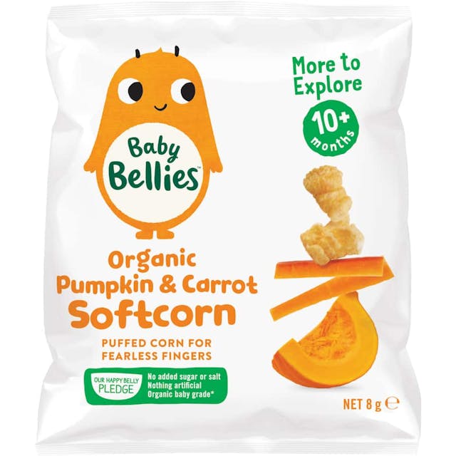 Baby Bellies Organic Baby Snacks Pumpkin Carrot Softcorn