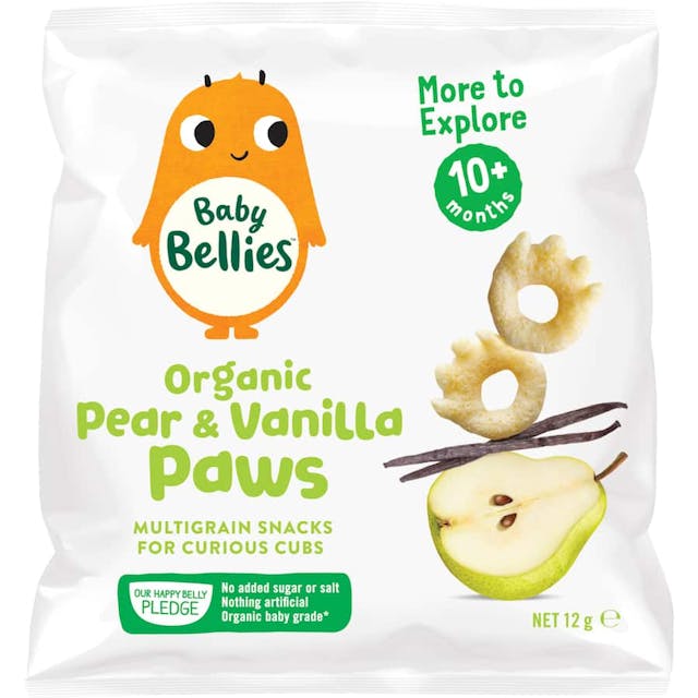 Baby Bellies Organic Baby Snacks Pear & Vanilla Paws 10+ Months