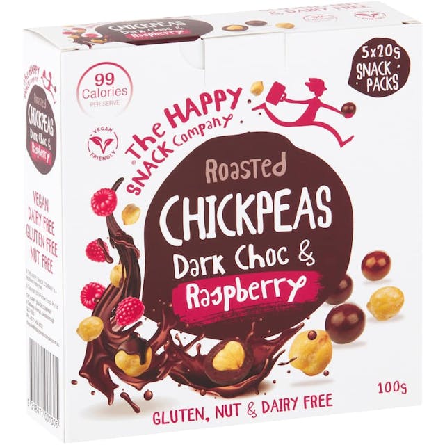Happy Snack Chick Pea Snack Dark Chocolate Raspberry
