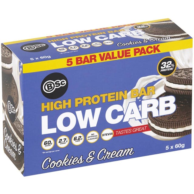 Bsc Body Science High Protein Low Carb Bar Multi Pack Cookies & Cream
