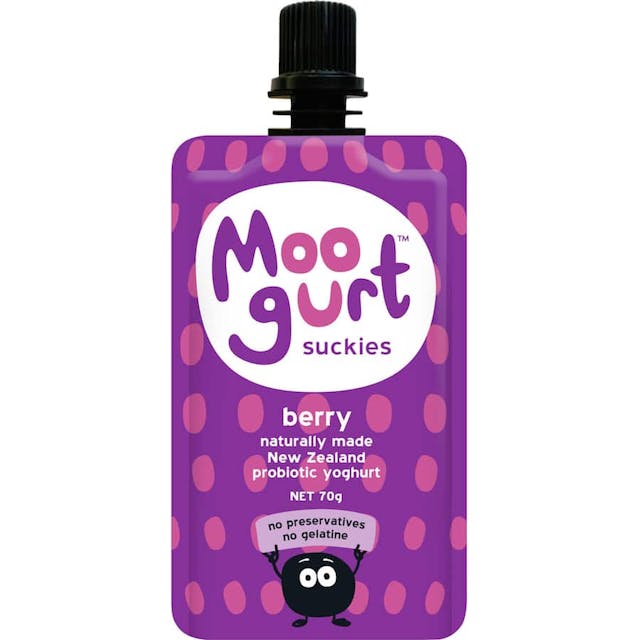 Moogurt Suckies Kids Probiotic Yoghurt Pouch Berry