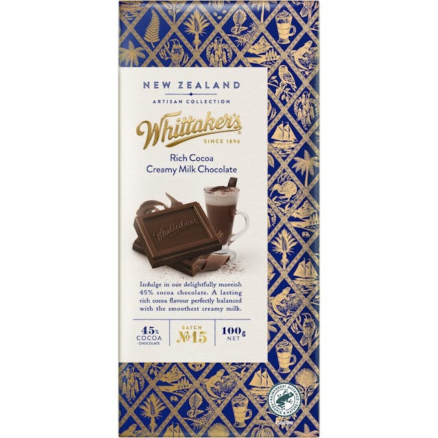 Whittakers Artisan Collection Chocolate Block Rich Cocoa Creamy Milk