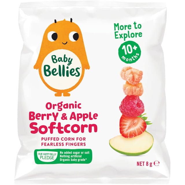 Baby Bellies Organic Baby Snacks Berry & Apple Softcorn