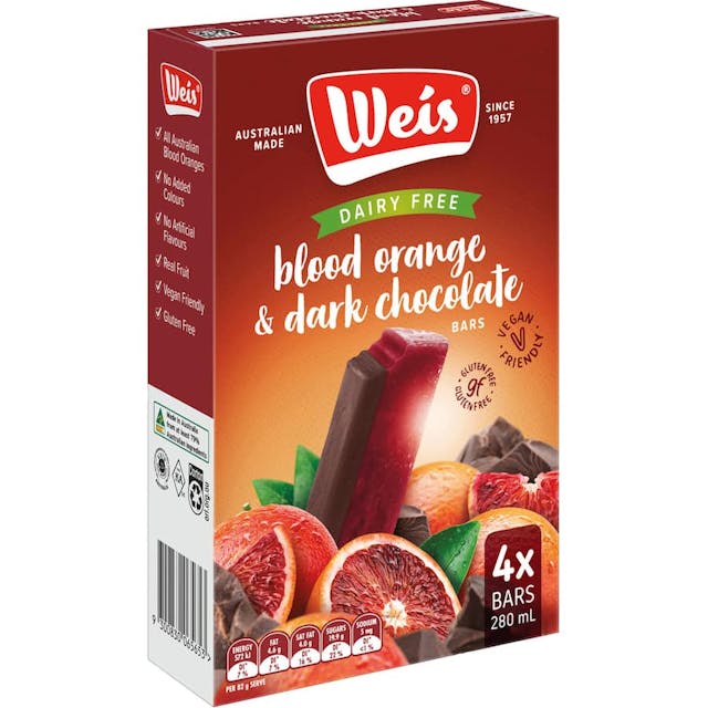 Weis Dairy Free Ice Blocks Blood Orange Dark Chocolate