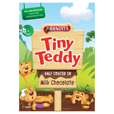 Arnott's Tiny Teddy Chocolate Half Coat Biscuits
