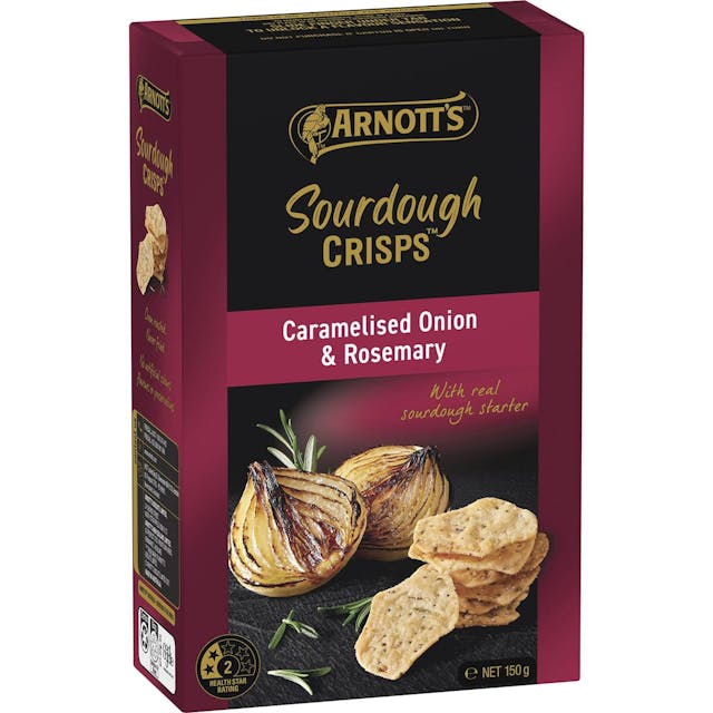 Arnott's Sourdough Crisps Caramalised Onion & Rosemary Crackers