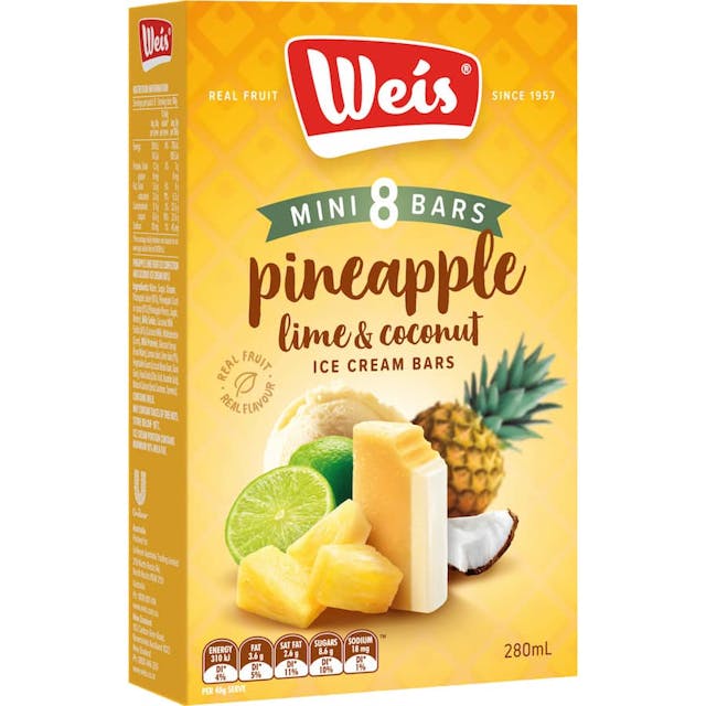 Weis Icecream Bar Pineapple Coconut Minis 280Ml