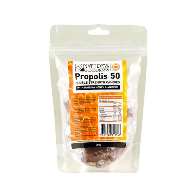 Nature's Goodness Propolis 50 Double Strength Candies with Manuka Honey & Aniseed