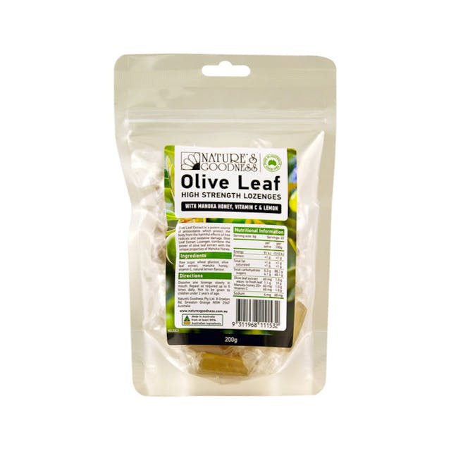 Nature's Goodness Olive Leaf Lozenges with Vitamin C, Manuka Honey & Lemon