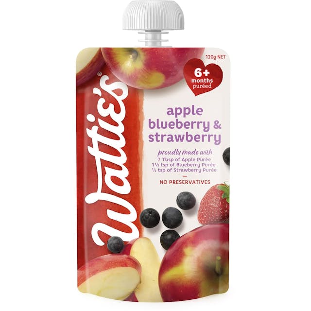 Wattie's Baby Food 6+ Months Apple, Blueberry & Strawberry