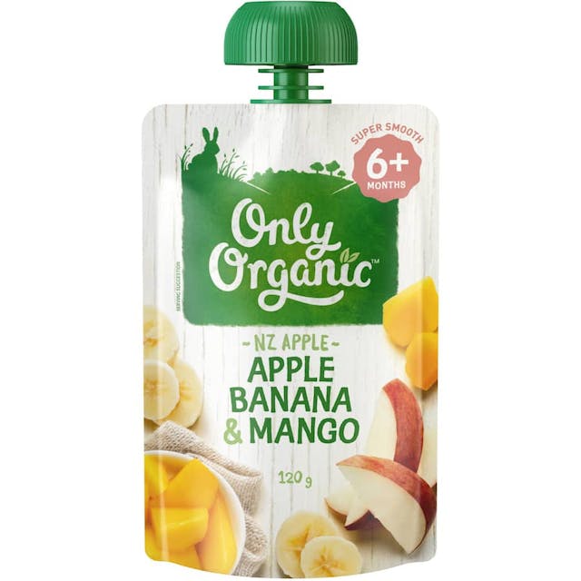 Only Organic Stage 2 Baby Food Apple, Banana & Mango