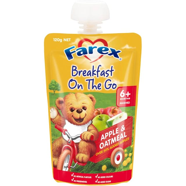 Farex Breakfast On The Go Baby Food Apple Oatmeal 6month