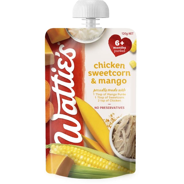Wattie's Baby Food 6+ Months Chicken, Sweetcorn & Mango