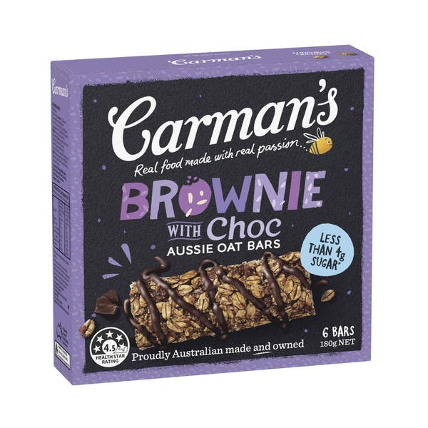 Carman's Aussie Oat Muesli Bars Brownie With Choc 6 Pack