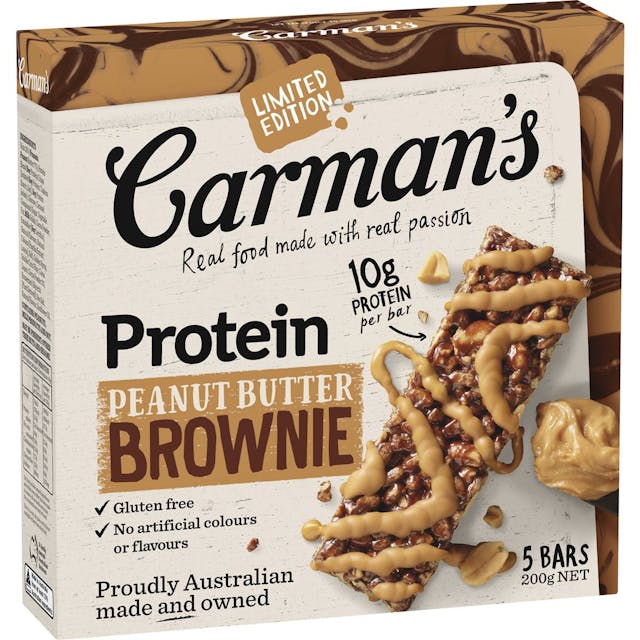 Carman's Peanut Butter Brownie Protein Bars 5 Pack