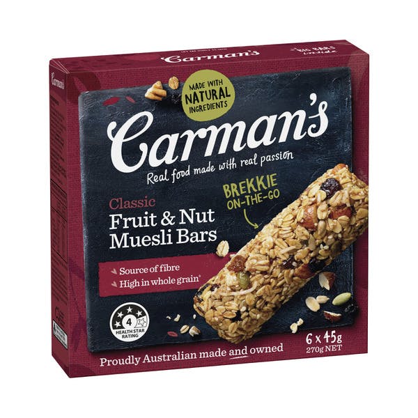 Carman's Classic Fruit & Nut Muesli Bars 6 Pack