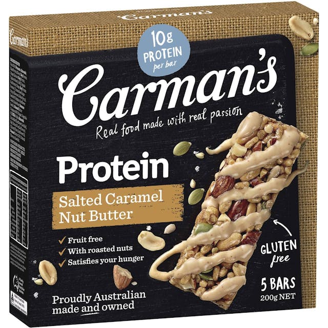 Carman's Gourmet Protein Bars Salted Caramel Bars