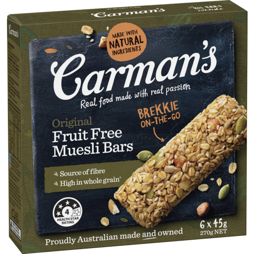 Carman’s Original Fruit Free Muesli Bars 6pk