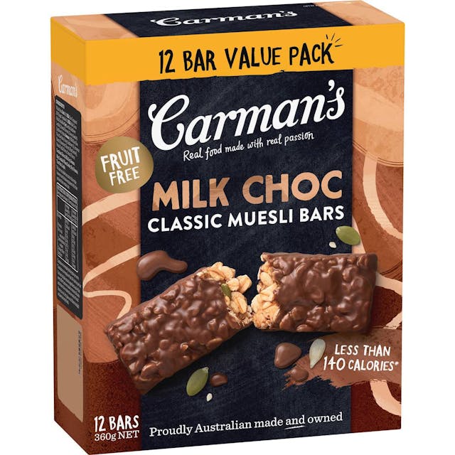 Carman's Classic Muesli Bars Milk Choc 12 Pack