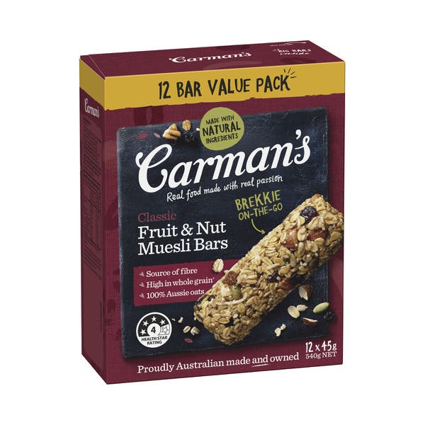 Carman's Muesli Bars Fruits & Nuts 12 Pack