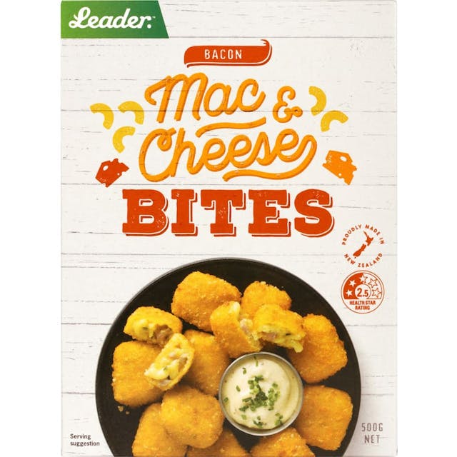 Leader Bites Frozen Meal Bacon Mac & Cheese
