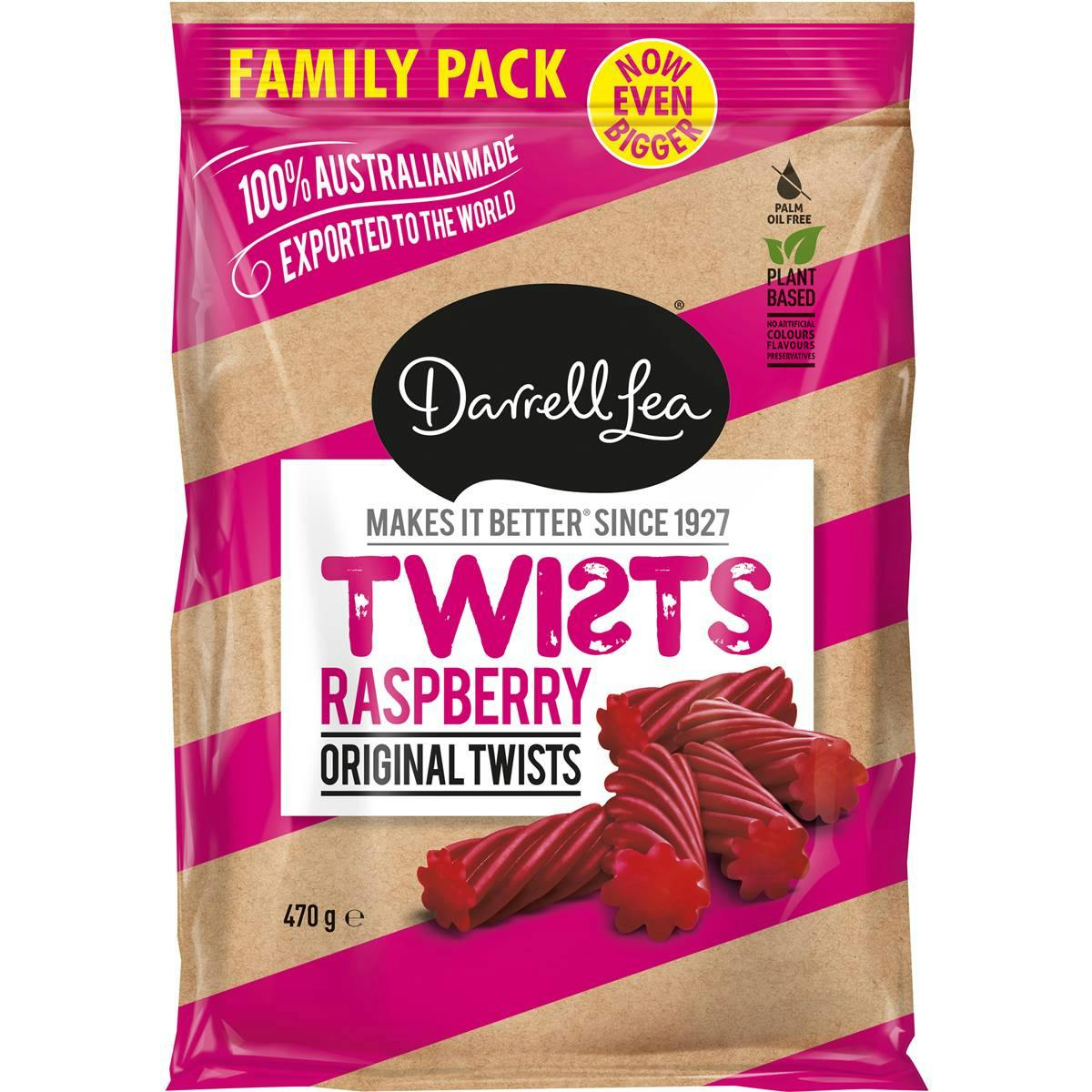 Darrell Lea Raspberry Twists Share Bag