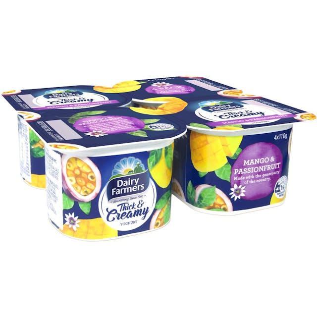 Dairy Farmers Thick & Creamy Mango & Passionfruit Yoghurt 4 Pack
