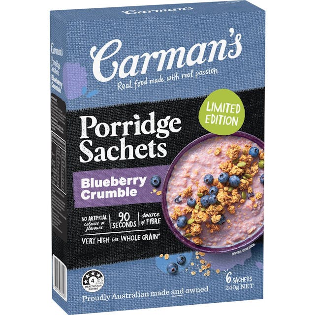 Carman's Porridge Sachets Blueberry Crumble