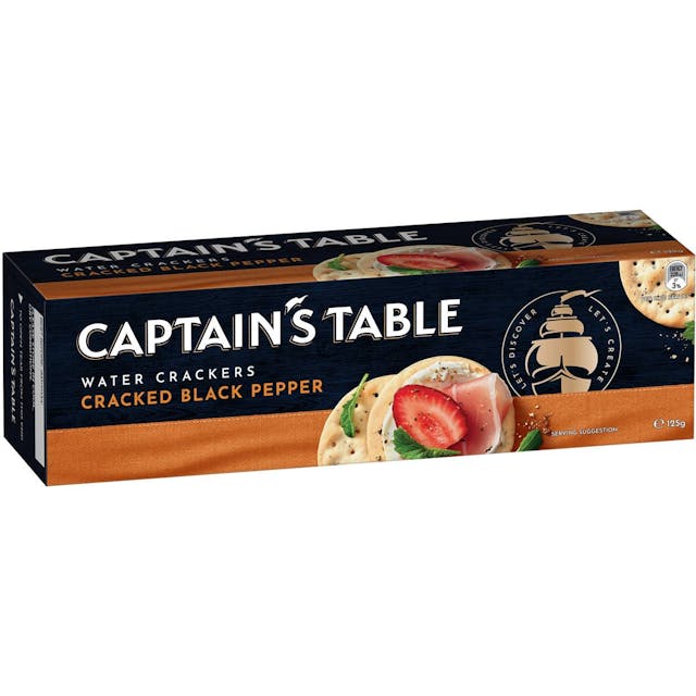 Captain's Table Cracked Black Pepper Crackers 125g