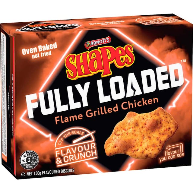 Arnotts shapes fully loaded crackers flame grilled chicken