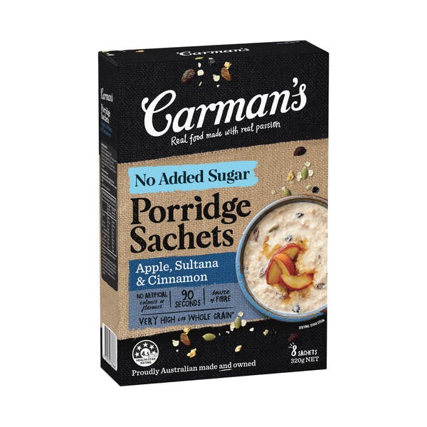 Carman’s Gourmet Porridge Apple Sultana & Cinnamon Sachets 8 pack