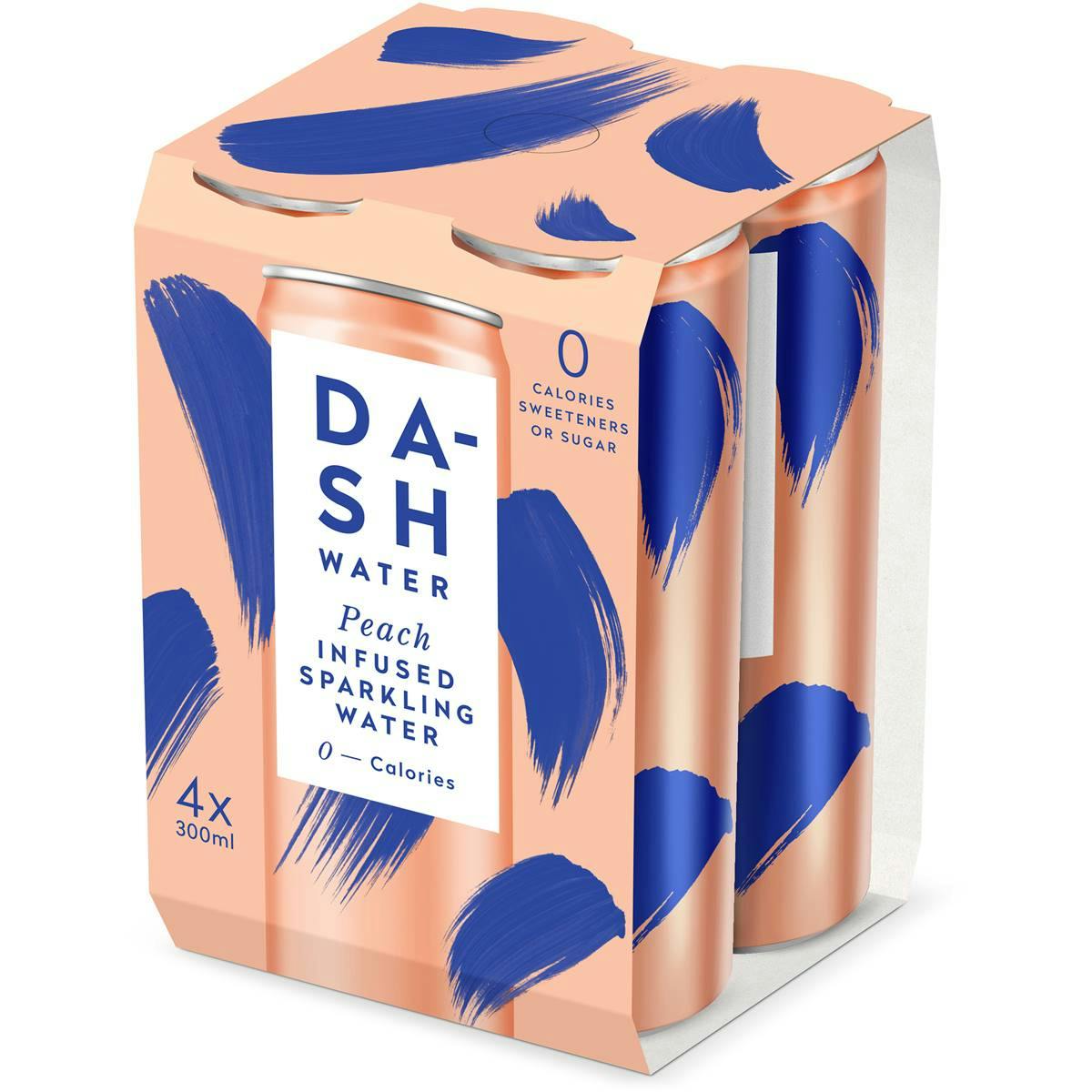 Dash Water Peach Infused Sparkling Water 300ml X4