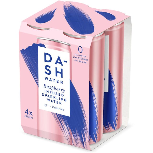 Dash Water Raspberry Infused Sparkling Water 300ml X4
