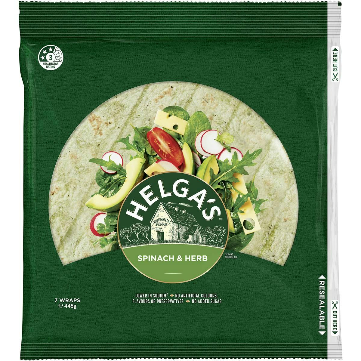 Helga's Wraps Spinach & Herb 7 Pack