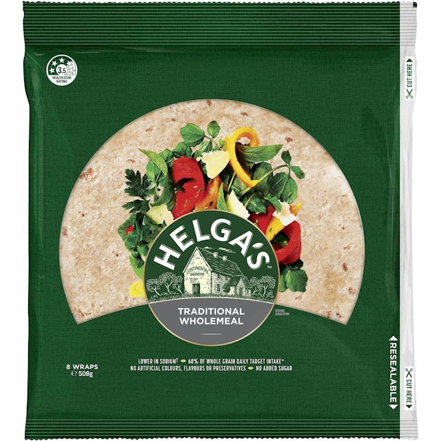 Helga's Traditional Wholemeal Wraps 8 Pack