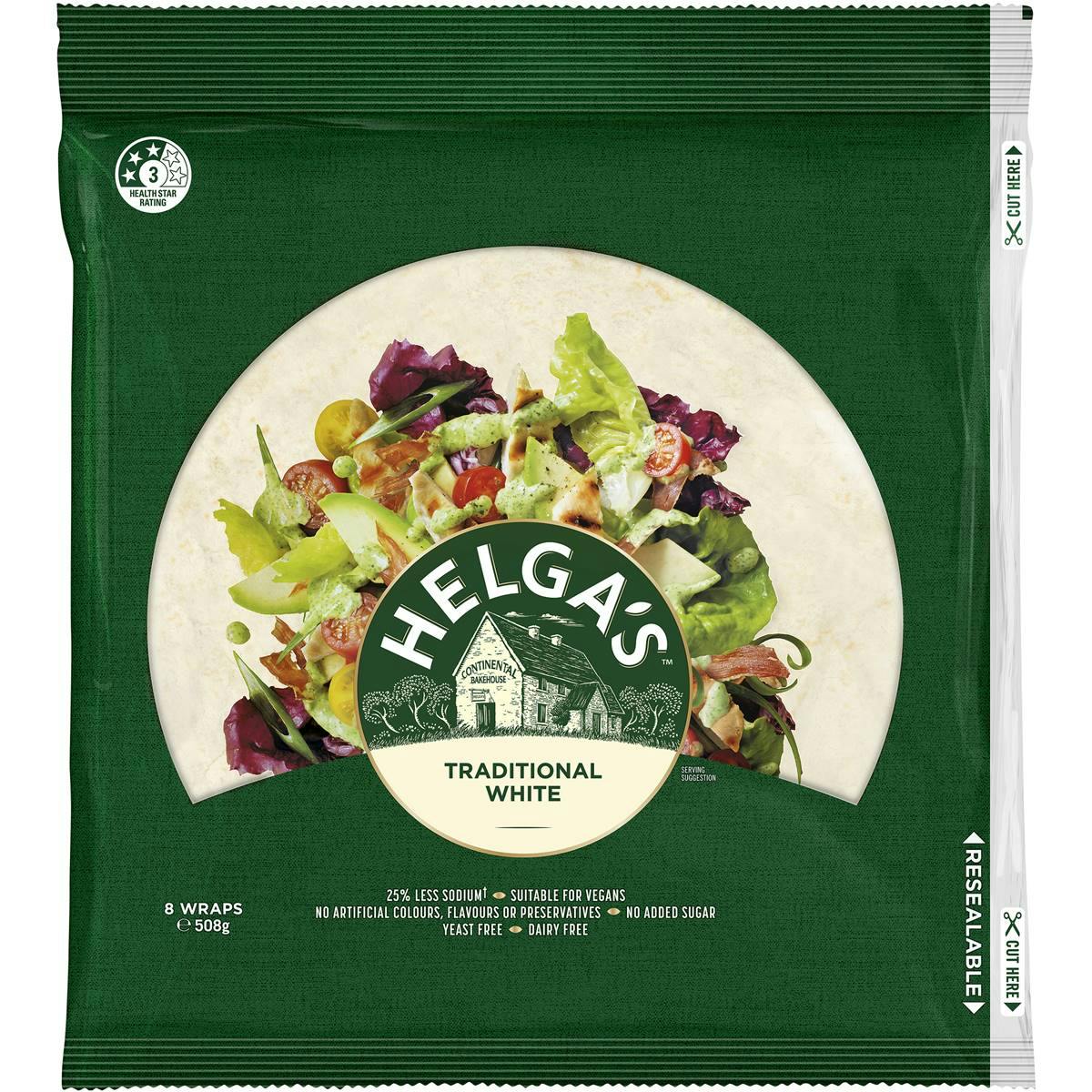 Helga's Traditional White Wraps 8 Pack