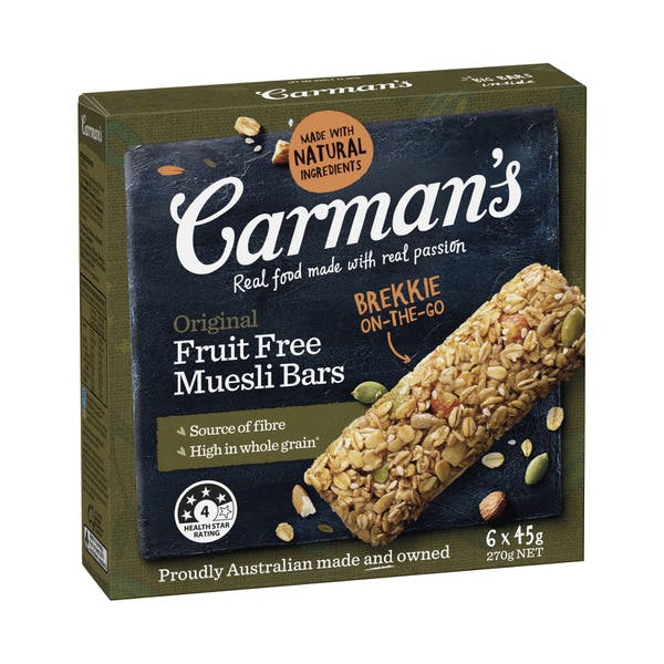 Carman's Original Fruit Free Muesli Bars 6 Pack