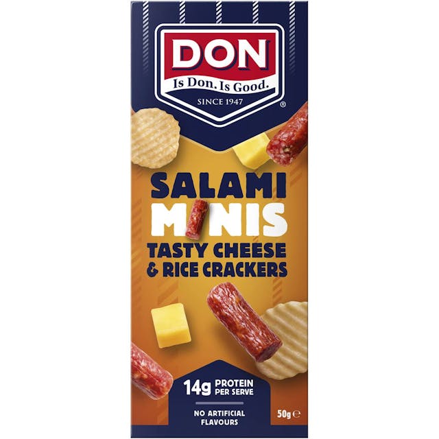 Don Salami Minis, Tasty Cheese & Rice Crackers
