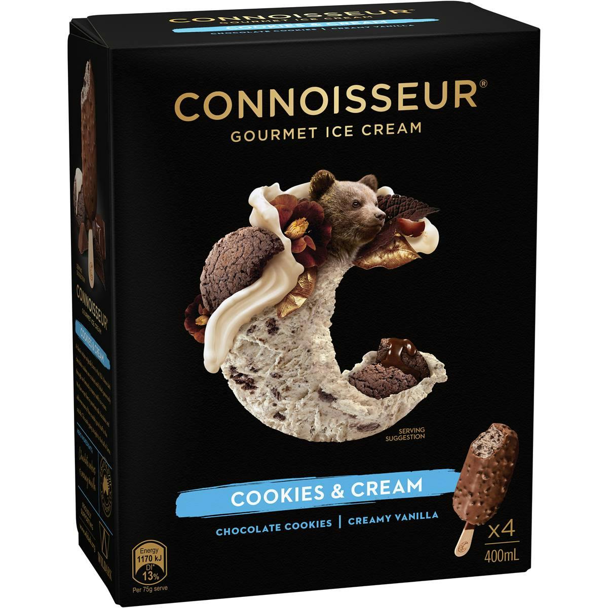 Connoisseur Cookies & Cream Ice Cream Sticks 4 Pack