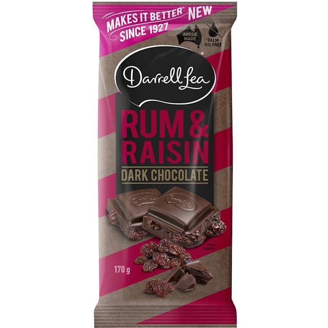 Darrell Lea Rum & Raisin Dark Chocolate Block