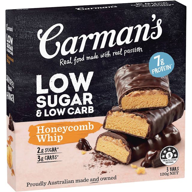 Carman's Low Sugar & Low Carb Honeycomb Whip Bars (3 Pack)