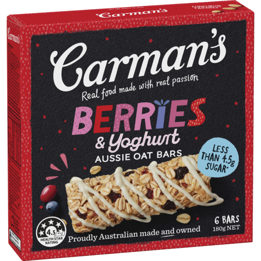Carman's Aussie Oat Bars Berries & Yoghurt 6 Pack