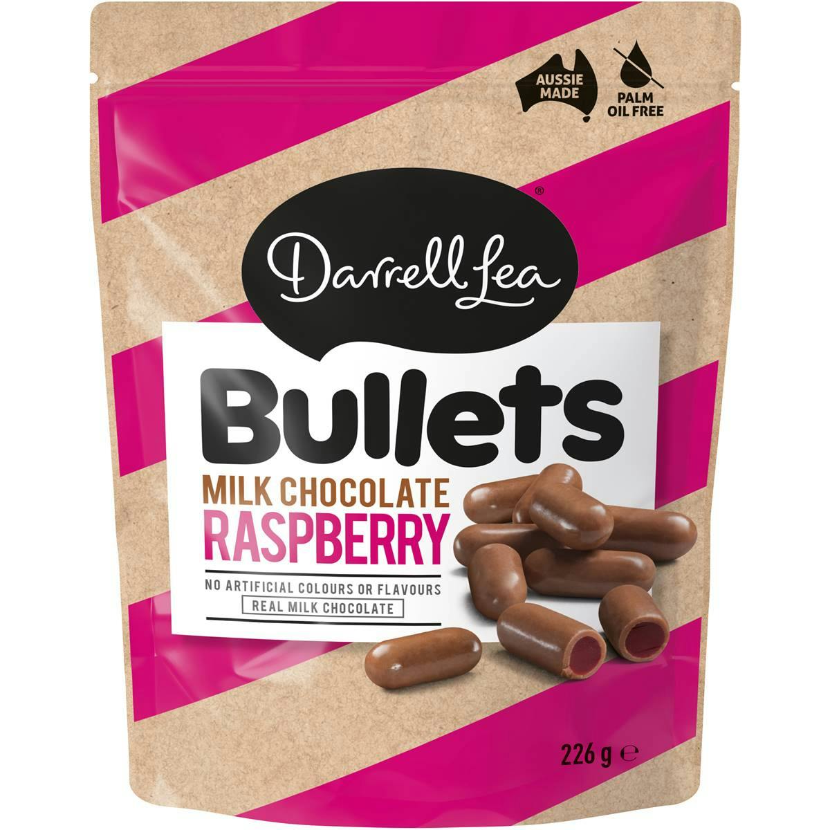 Darrell Lea Milk Chocolate Raspberry Bullets Share Bag