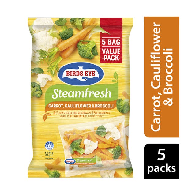 Frozen Steam Fresh Carrot Cauliflower & Broccoli 5 pack